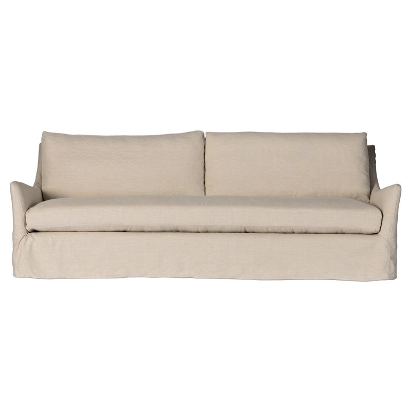 Levi Modern Classic Beige Linen Slipcovered Sofa - 94"