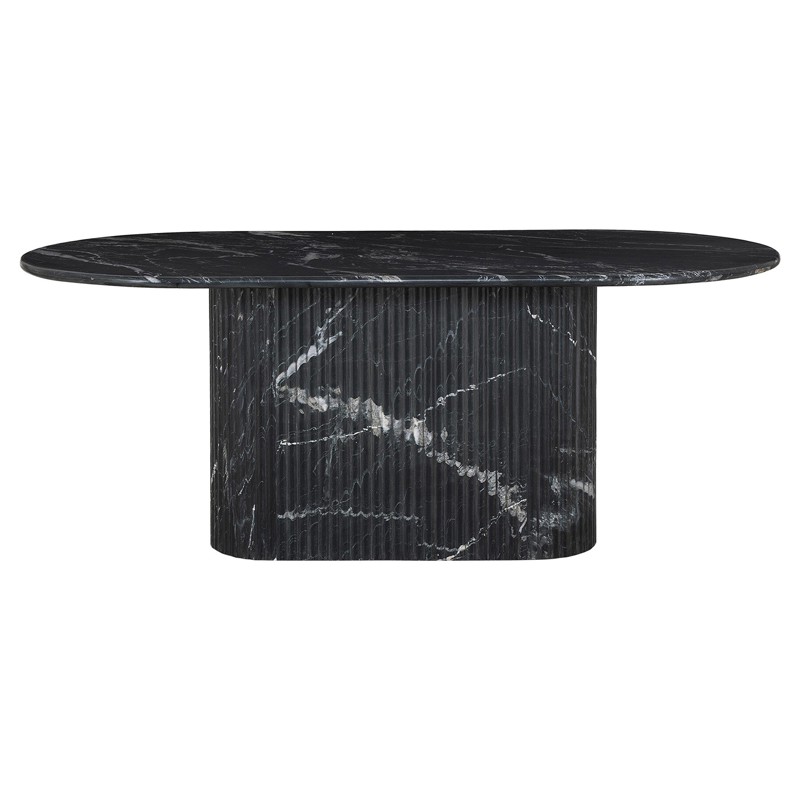 Denzel Modern Classic Black Marble Oval Dining Table - 74" by Four Hands