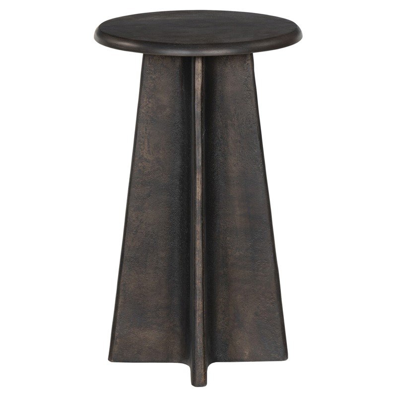 Milo Modern Classic Distressed Bronze Round End Table by Four Hands