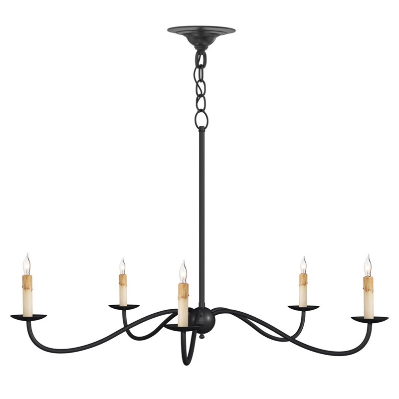 Aelle French Country Black Iron Candle Style Chandelier - Small