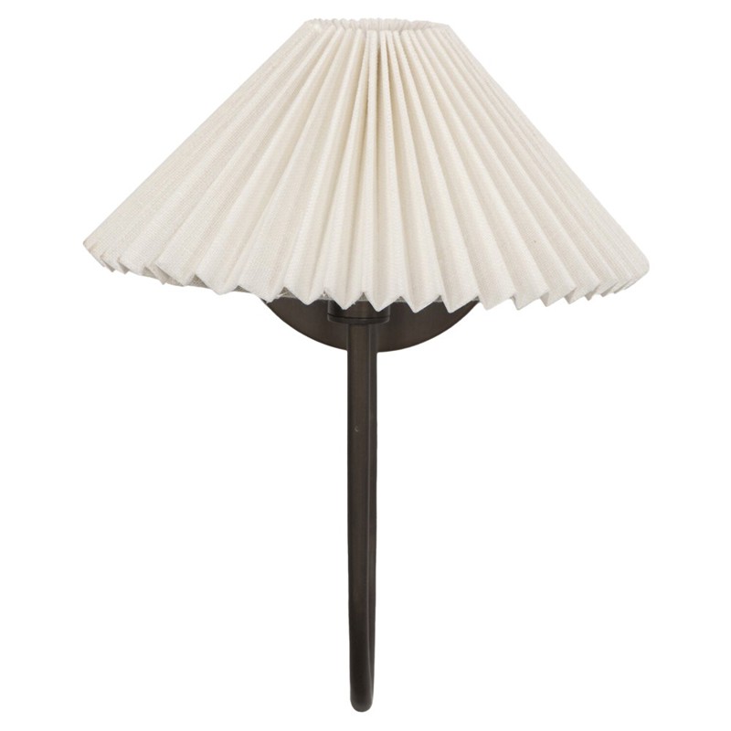 Leone French Country Bronze Iron Pleated Shade Armed Sconce