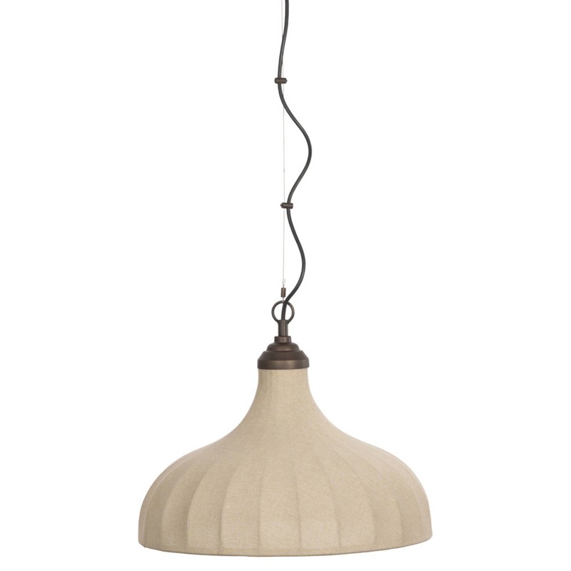 Maison Updated Traditional Bronze Iron Linen Bell Pendant