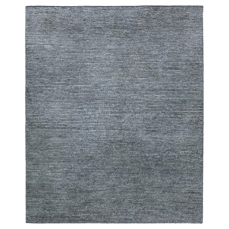 Aisla Coastal Beach Blue Wool Solid Hand Knotted Rug - 8'x10'
