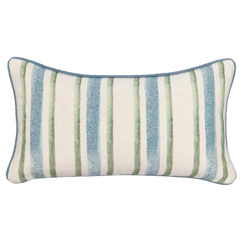 Huck Coastal Beach Multi Colored Linen Striped Lumbar Pillow - 14x26