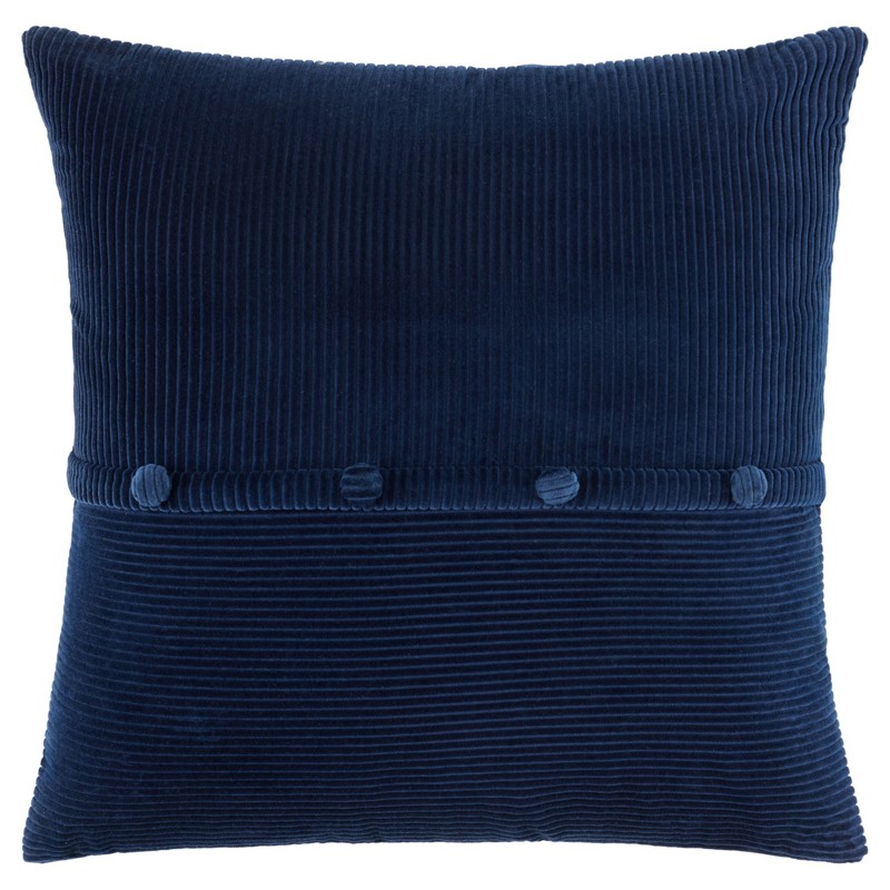 Sullie Updated Traditional Navy Velvet Buttoned Throw Pillow - 20x20