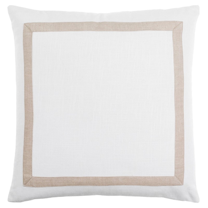 Antoine Coastal Beach White Cotton Border Throw Pillow - 22x22