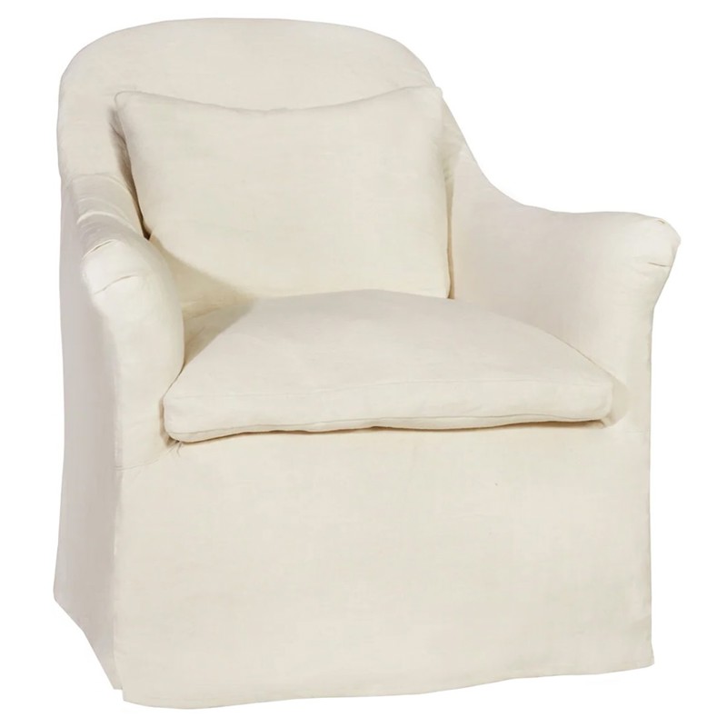 Cisco Home Hazel Updated Traditional Cream Linen Slipcovered Arm Chair