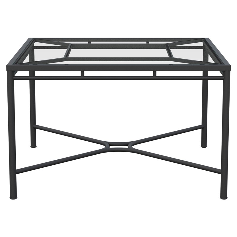 Emeline Glass Black Iron Square Outdoor Dining Table - 48"