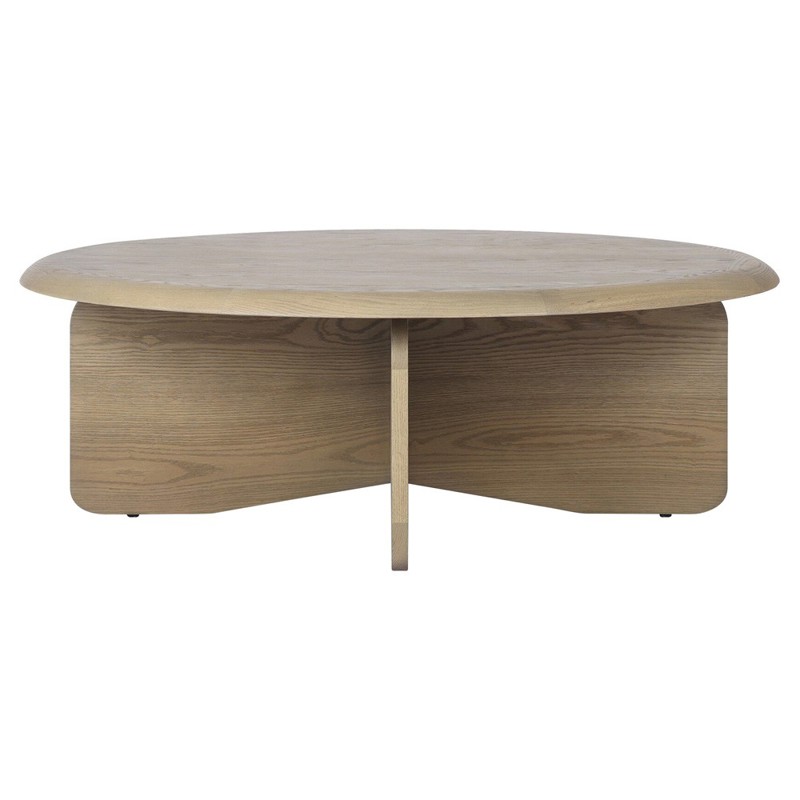Caroline Modern Classic Brown Oak Round Coffee Table by Four Hands