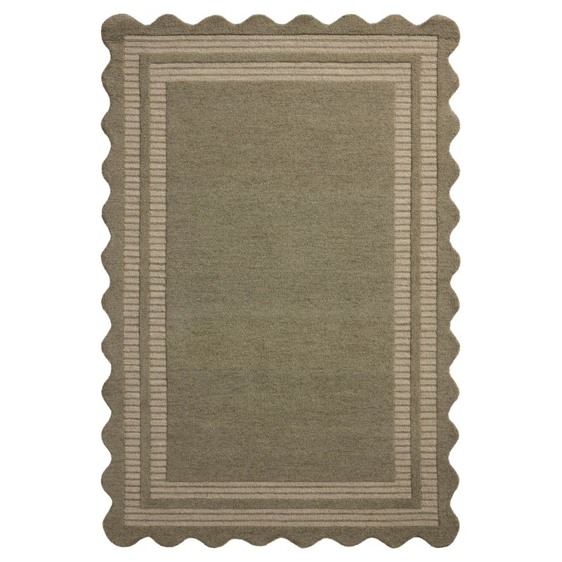 Chris Loves Julia x Loloi Scottie Olive Wool Solid Border Rug - 5'x7'6"