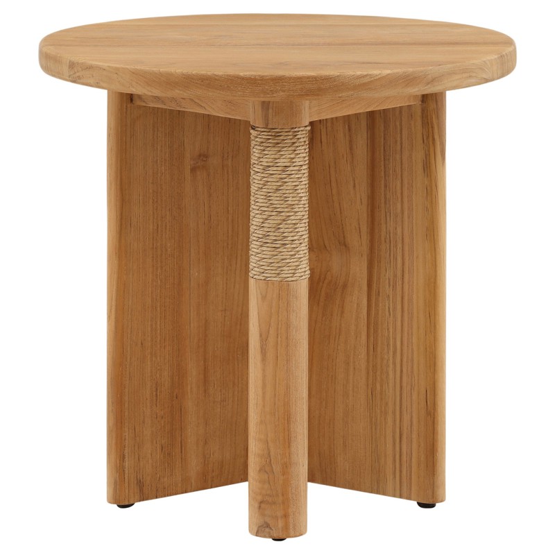Carla Coastal Beach Natural Teak Outdoor Side Table