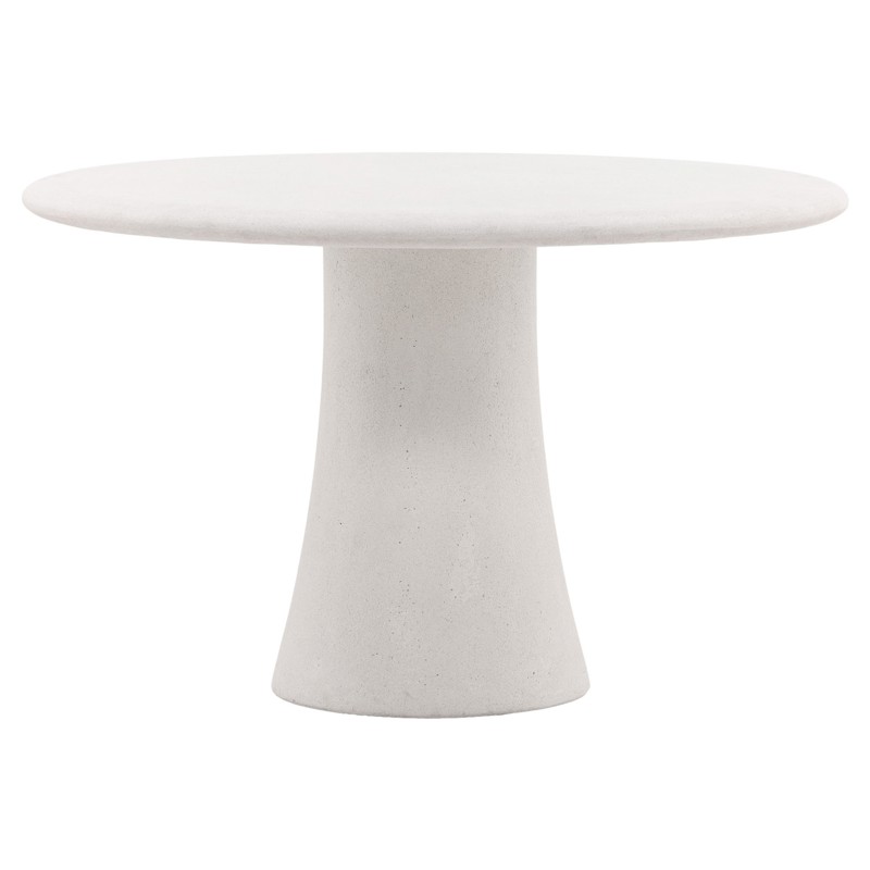 Luna Modern Classic White Concrete Round Outdoor Dining Table - 48"