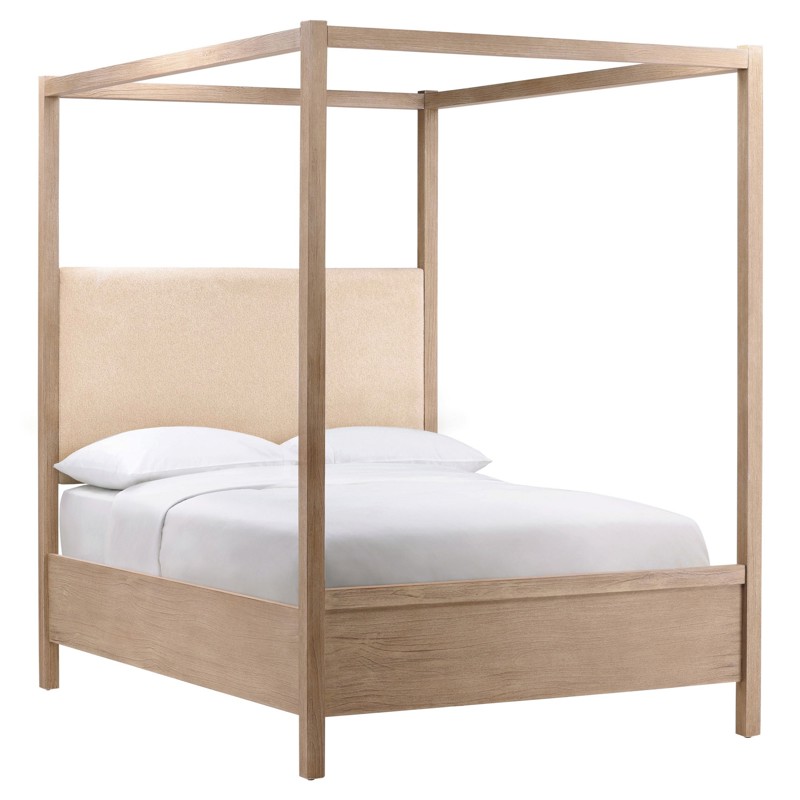 Zoey Modern Classic Natural Pine Wood Canopy Bed - Queen