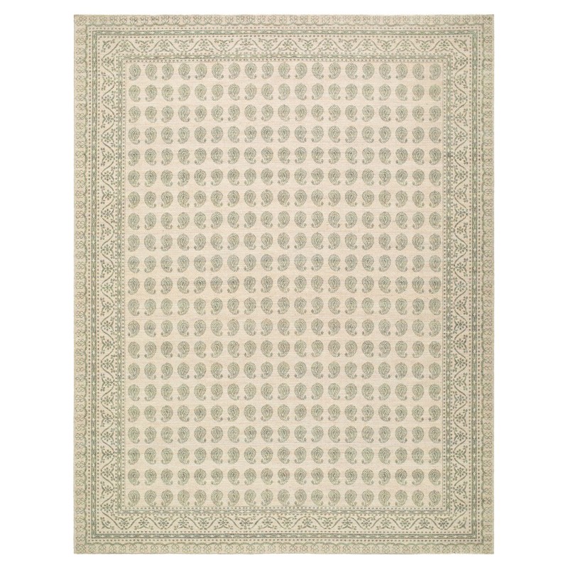 Alora Updated Traditional Green Paisley Patterned Rug - 5'3"x7'