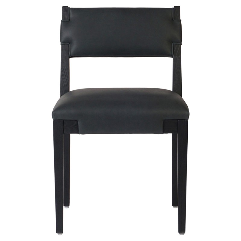 Zane Modern Classic Black Leather Wood Dining Chair