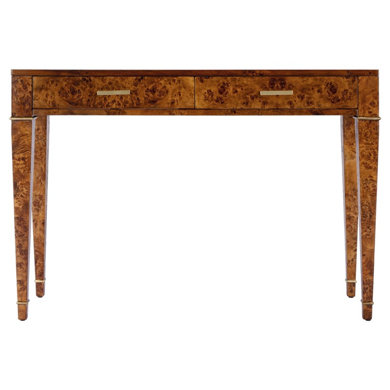 Renz Modern Classic Brown Burl Console Table