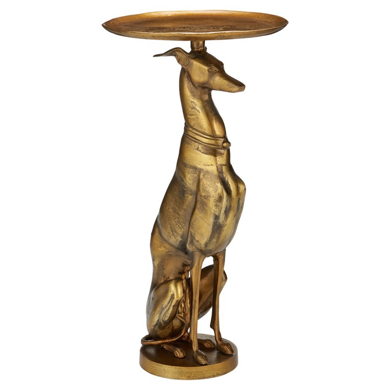 Victor Modern Classic Antique Brass Metal Greyhound Accent Table