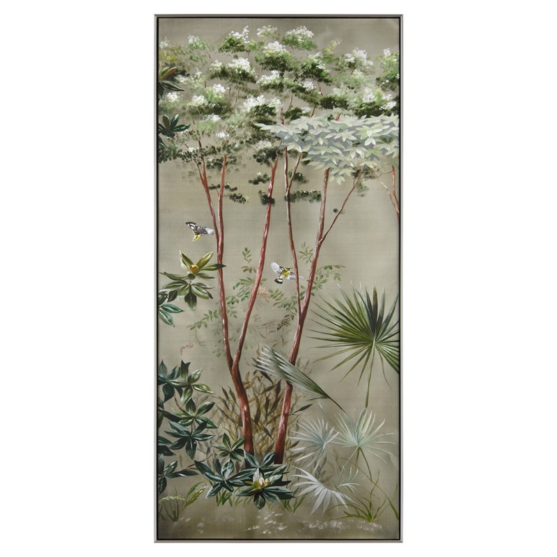 John Richard Montrose Vignette Green Botanical Silver Frame Painting II - 90x41