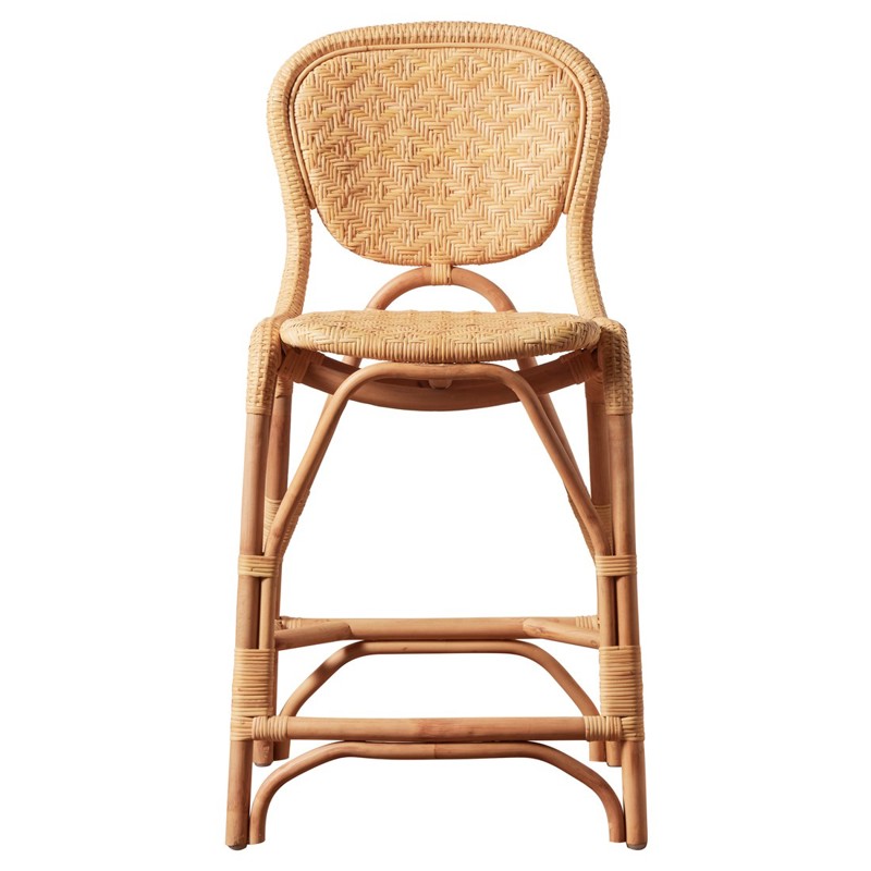 Portia Coastal Beach Natural Rattan Woven Counter Stool