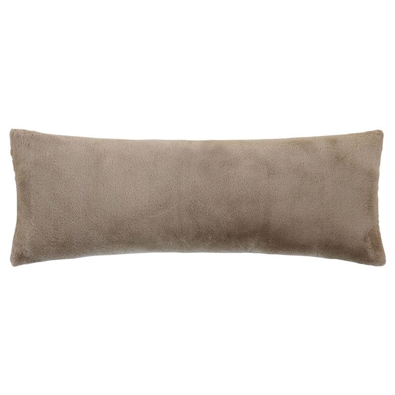 Aleya Modern Classic Taupe Faux Fur Lumbar Pillow - 13x36