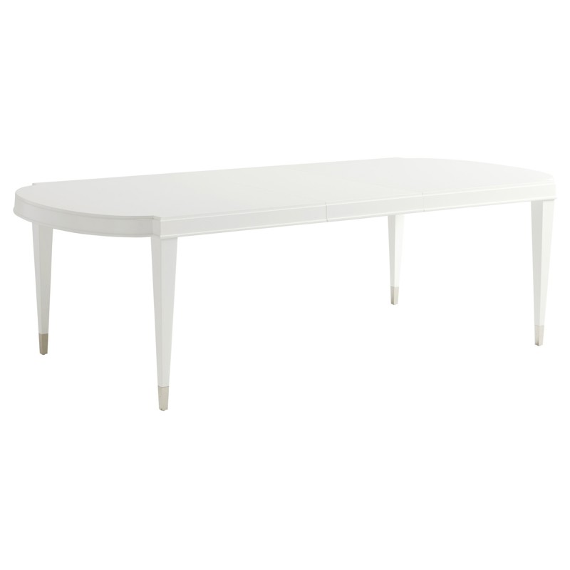 Vernon Hills Coastal Beach White Wood Extendable Rectangular Dining Table- 80-120"