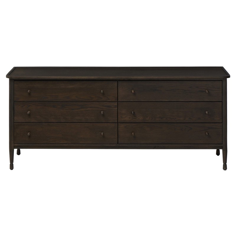 espresso dresser JANINE The espresso finish builds on the unexaggerated lines of the full bed and when blended with the tufted faux leather inserts on the headboard Six Drawer Dresser in Espresso