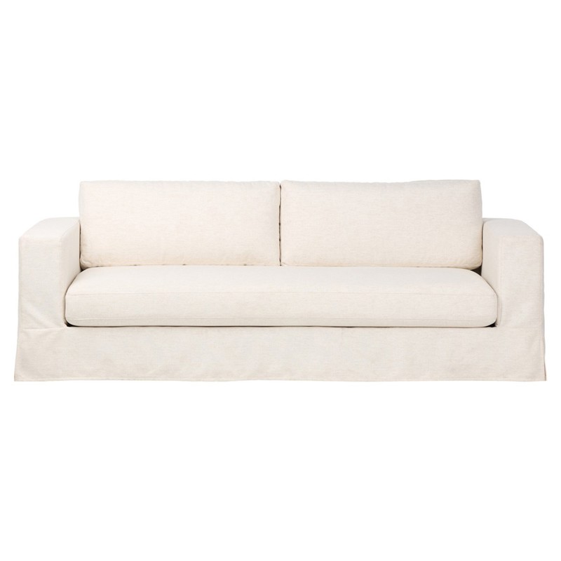 Tovana Modern Classic Crypton Nomad Snow Slipcovered Sofa - 95"
