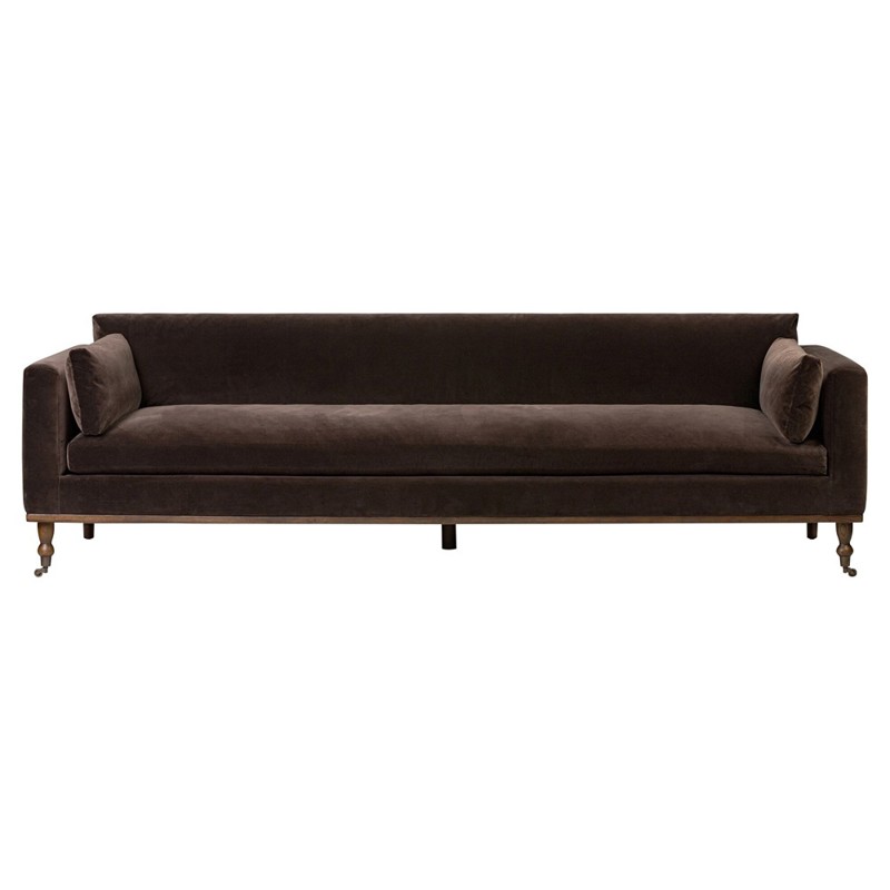 Harlin Updated Traditional Surrey Cocoa Velvet Sofa - 97"