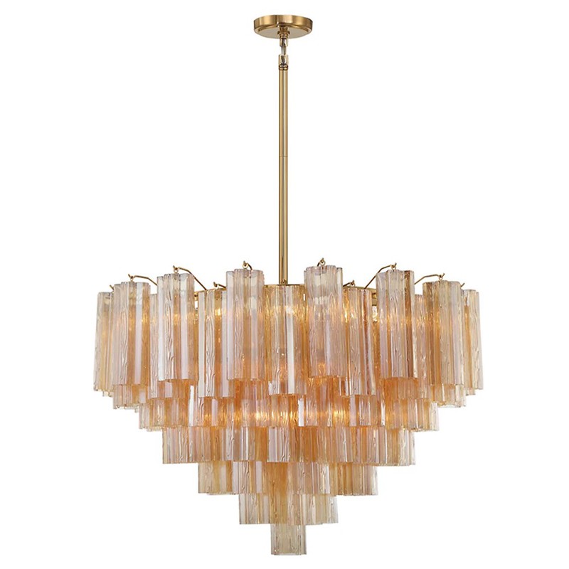 Corin Updated Traditional Amber Glass 16 Light Chandelier