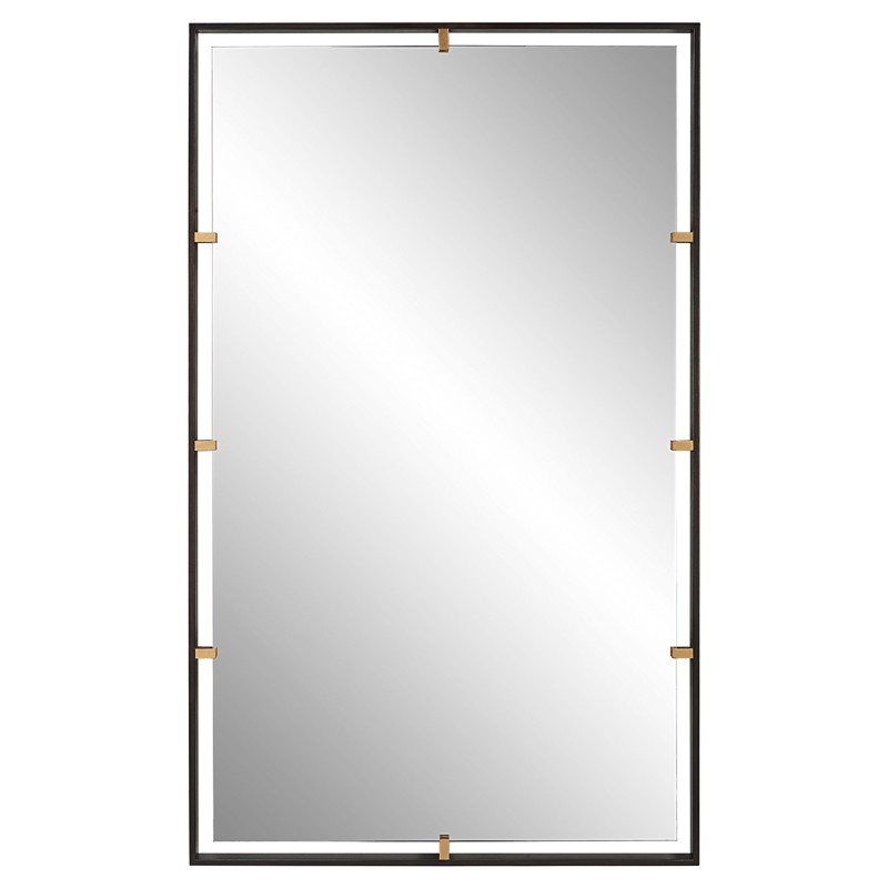 Jorah Modern Bronze Iron Clip Rectangular Wall Mirror