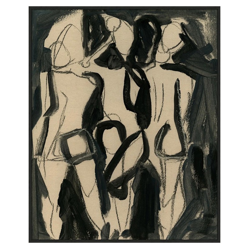 Finna Modern White Figure Black Frame Abstract Painting 1 - 37x30