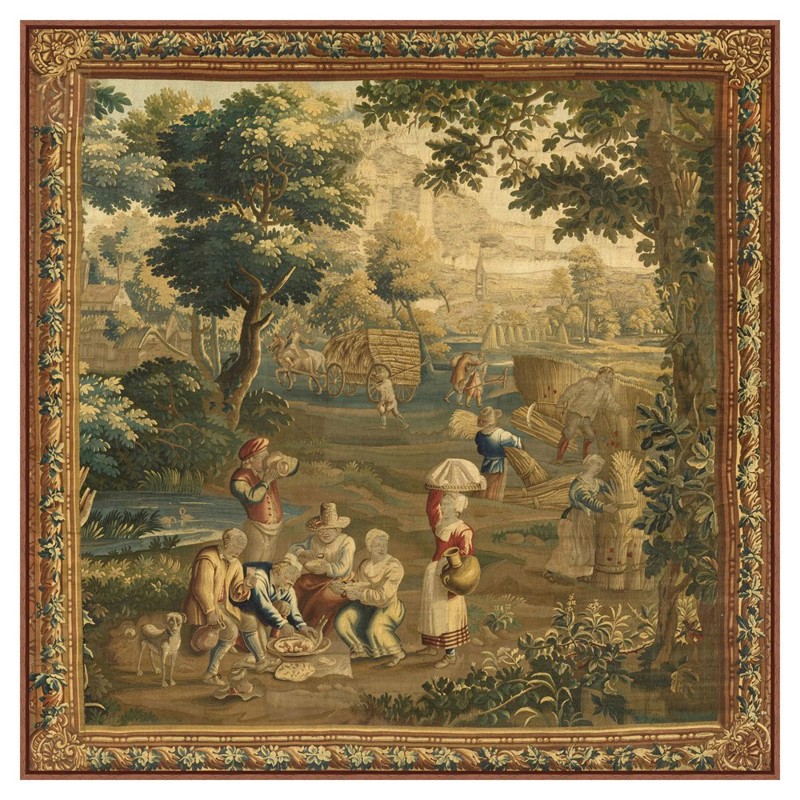 Thessa Traditional Green Village Tapestry Mixed Media 2 - 41x41