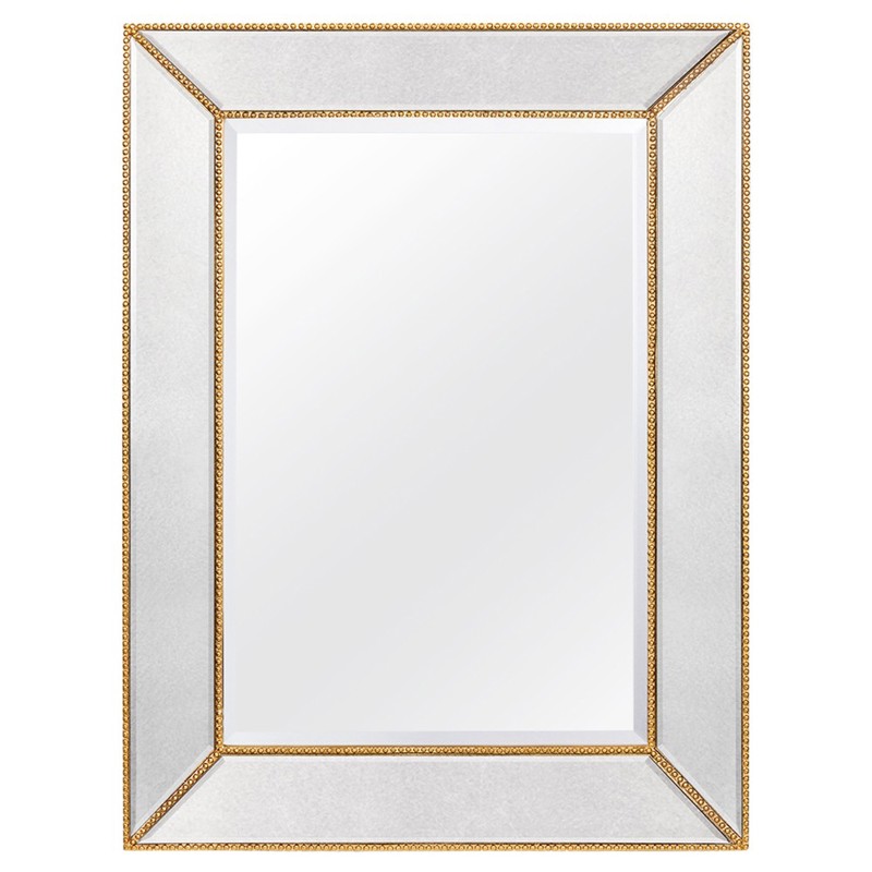 Hadley Modern Classic Gold Leaf Metal Rectangular Antique Wall Mirror - Large