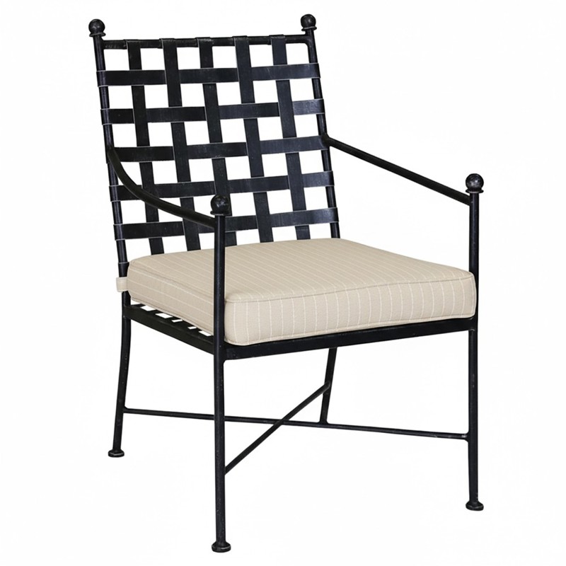 Aurore French Country Trail Cloud Iron Outdoor Dining Arm Chair