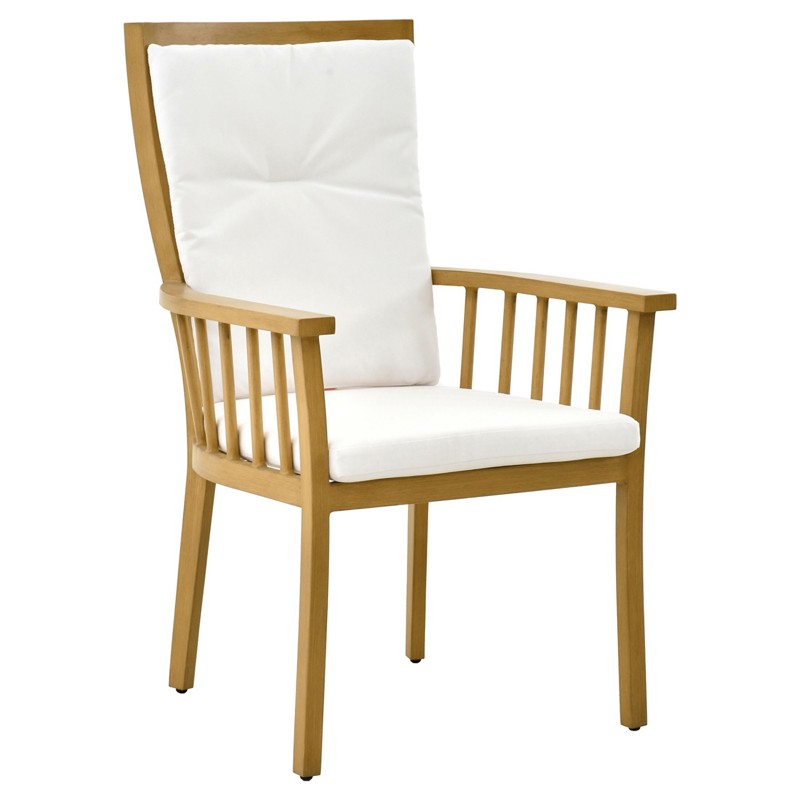 Perryn Modern Classic Brown Aluminum Outdoor Dining Arm Chair
