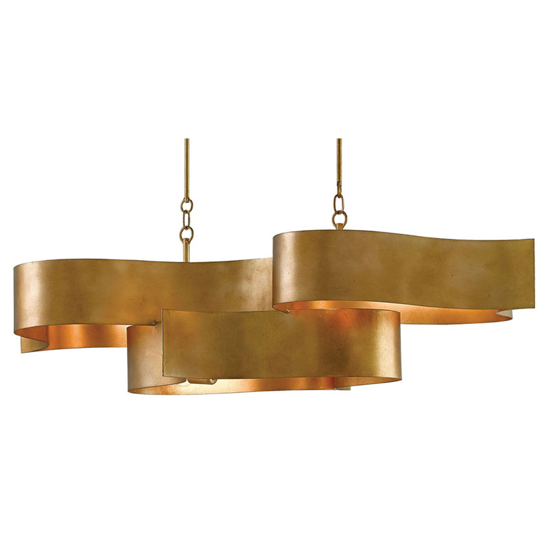 Jalbala Hollywood Regency Antique Gold Lotus Oval Chandelier