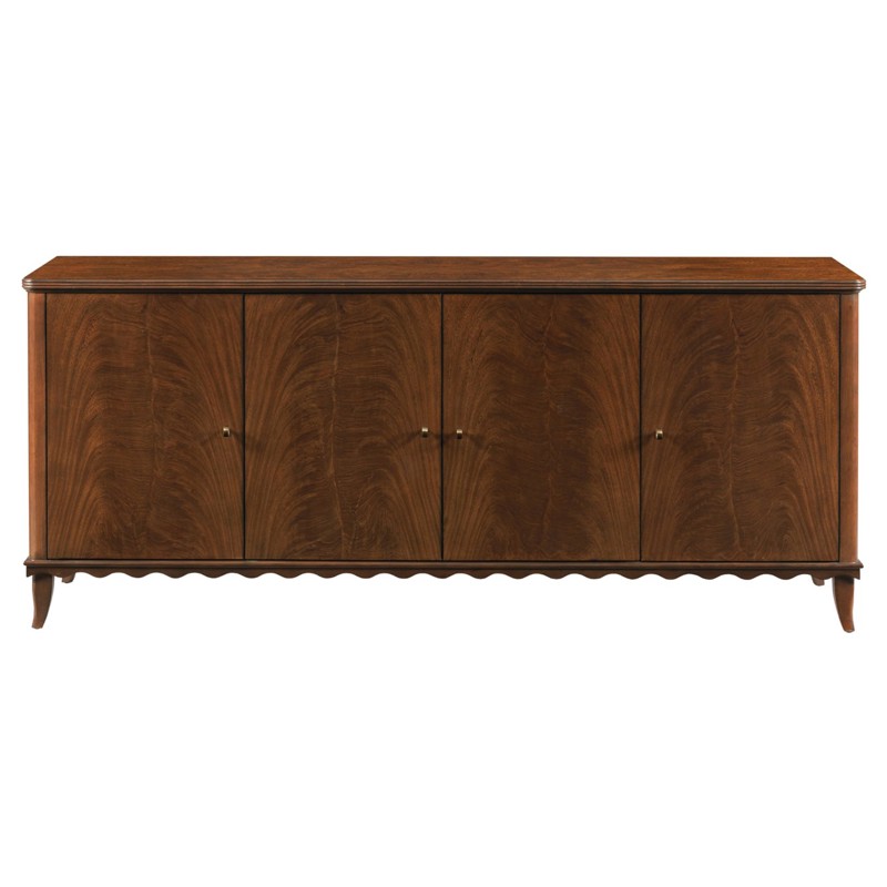 Lela Modern Classic Montserrat Brown Wood Scalloped Media Cabinet