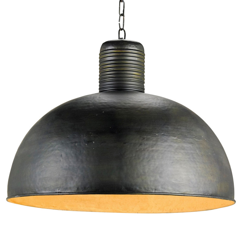 Bevin Industrial Loft Black Steel Dome Pendant by Currey & Company