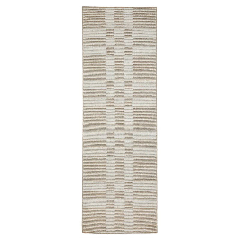 Amiri Modern Classic Beige Wool Square Patterned Rug - 2'6"x8'