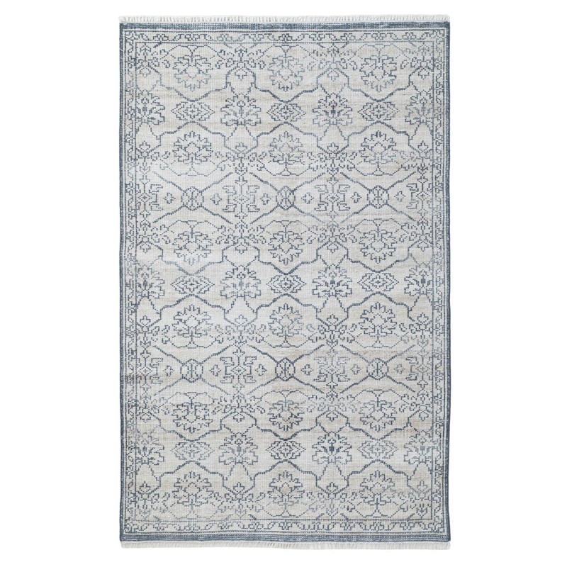Azalea Traditional Blue Oushak Patterned Indoor Outdoor Hand Knotted Rug - 5'x8'