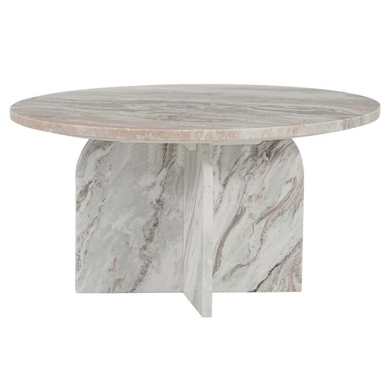 Melanie Modern Classic Grey Marble Round Coffee Table
