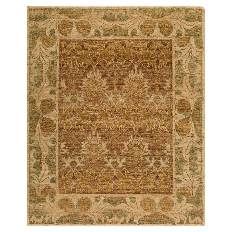 Fwn Pattern Rug Lena Updated Traditional Brown Wool Floral Patterned Hand Knotted Rug ...