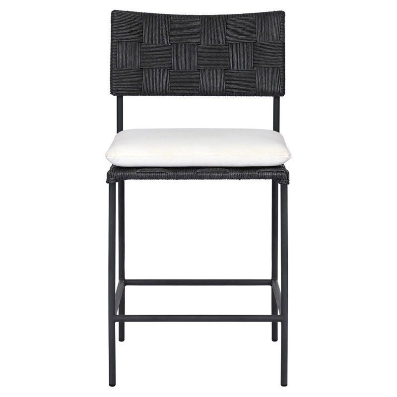 Lindsey Modern Classic Black Steel Outdoor Counter Stool