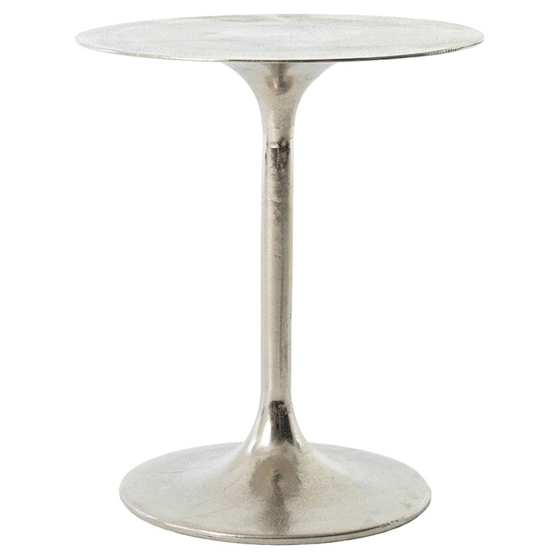 Paula Modern Classic Silver Aluminum Outdoor Round Drum Side Table