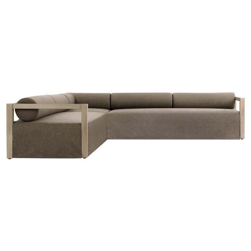 Laskin Modern Classic Brown Teak Corner Outdoor Sectional - 124"