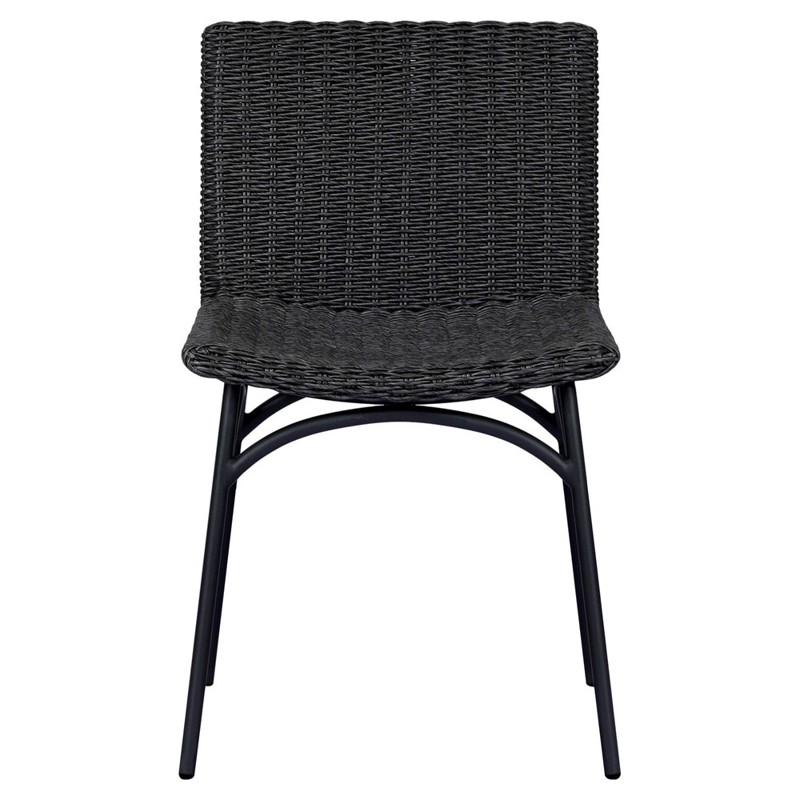 Worley Modern Classic Vintage Coal Woven Outdoor Dining Chair