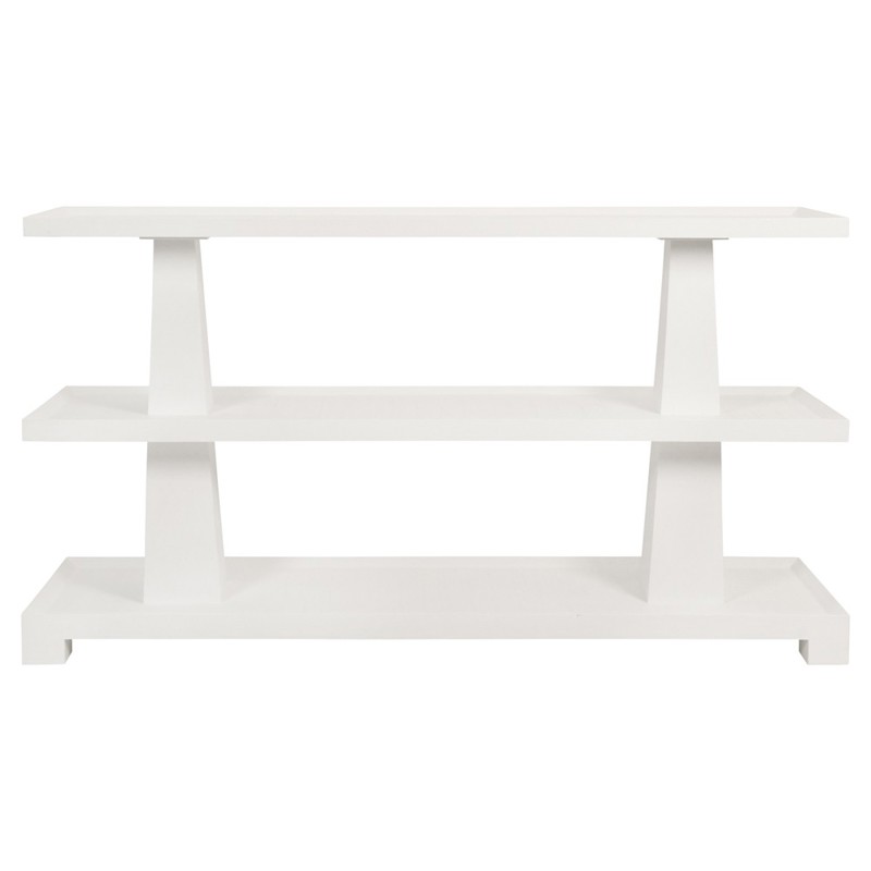 Worlds Away Lowen Modern Classic White Textured Linen Console Table