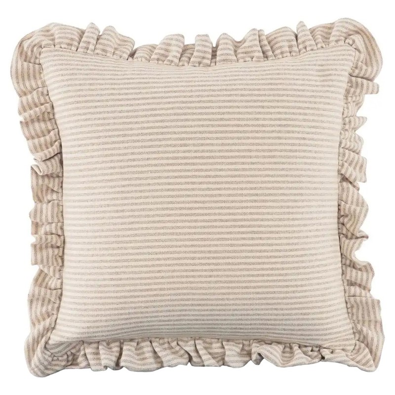 Sienna Updated Traditional Beige Striped Ruffled Throw Pillow - 25x25
