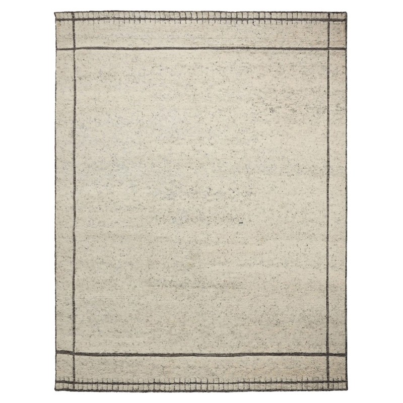 Tillman Updated Traditional Cream Wool Grid Patterned Hand Knotted Rug - 8'x10'