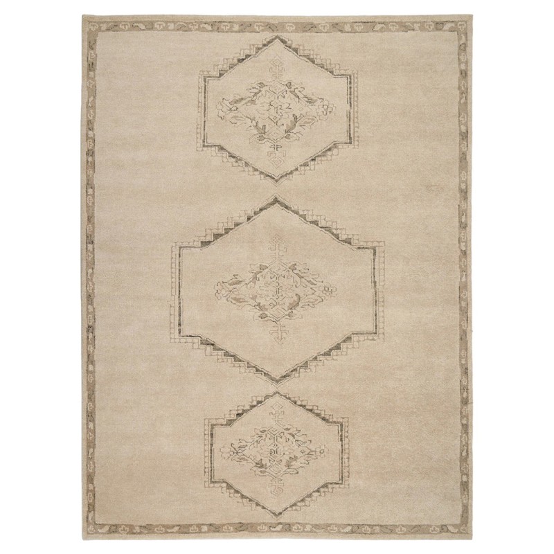 Astana Updated Traditional Beige Performance Patterned Hand Knotted Rug - 8'x10'